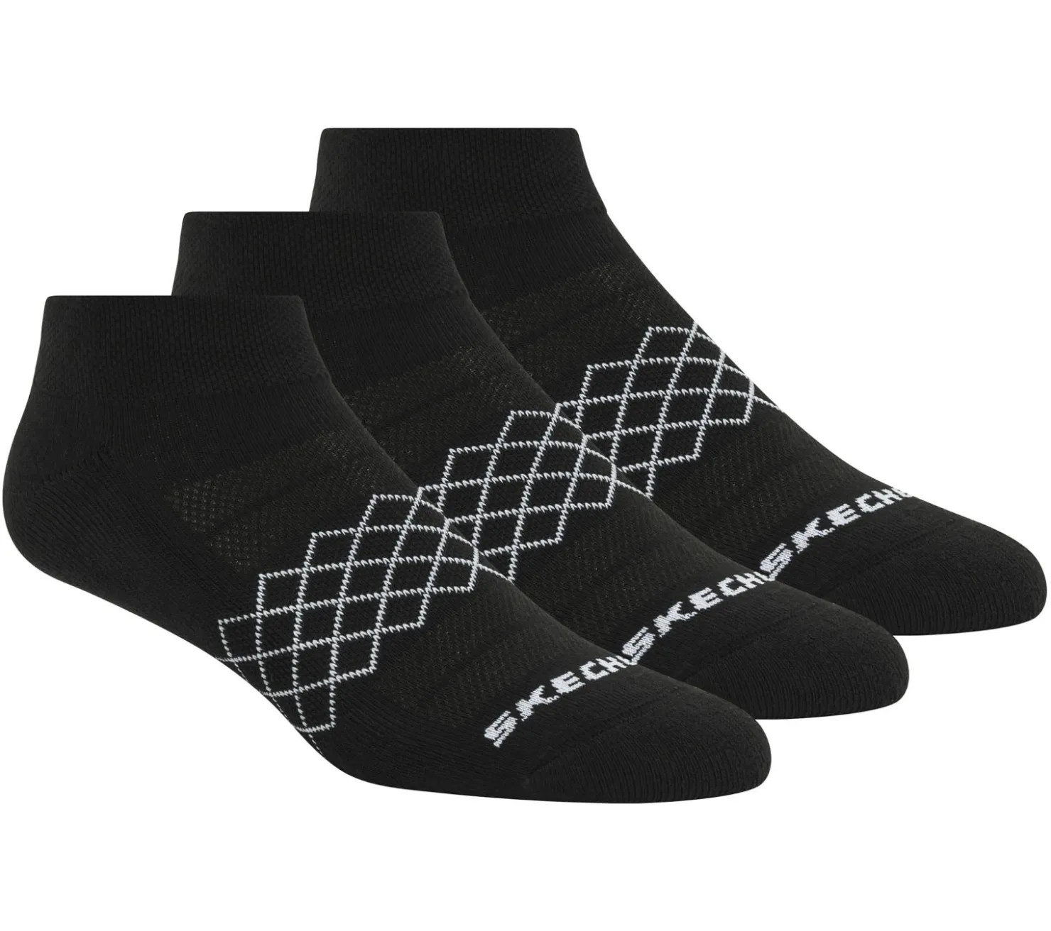 Socks|Accessories<SKECHERS 3 Pack Diamond Quarter Socks BLACK