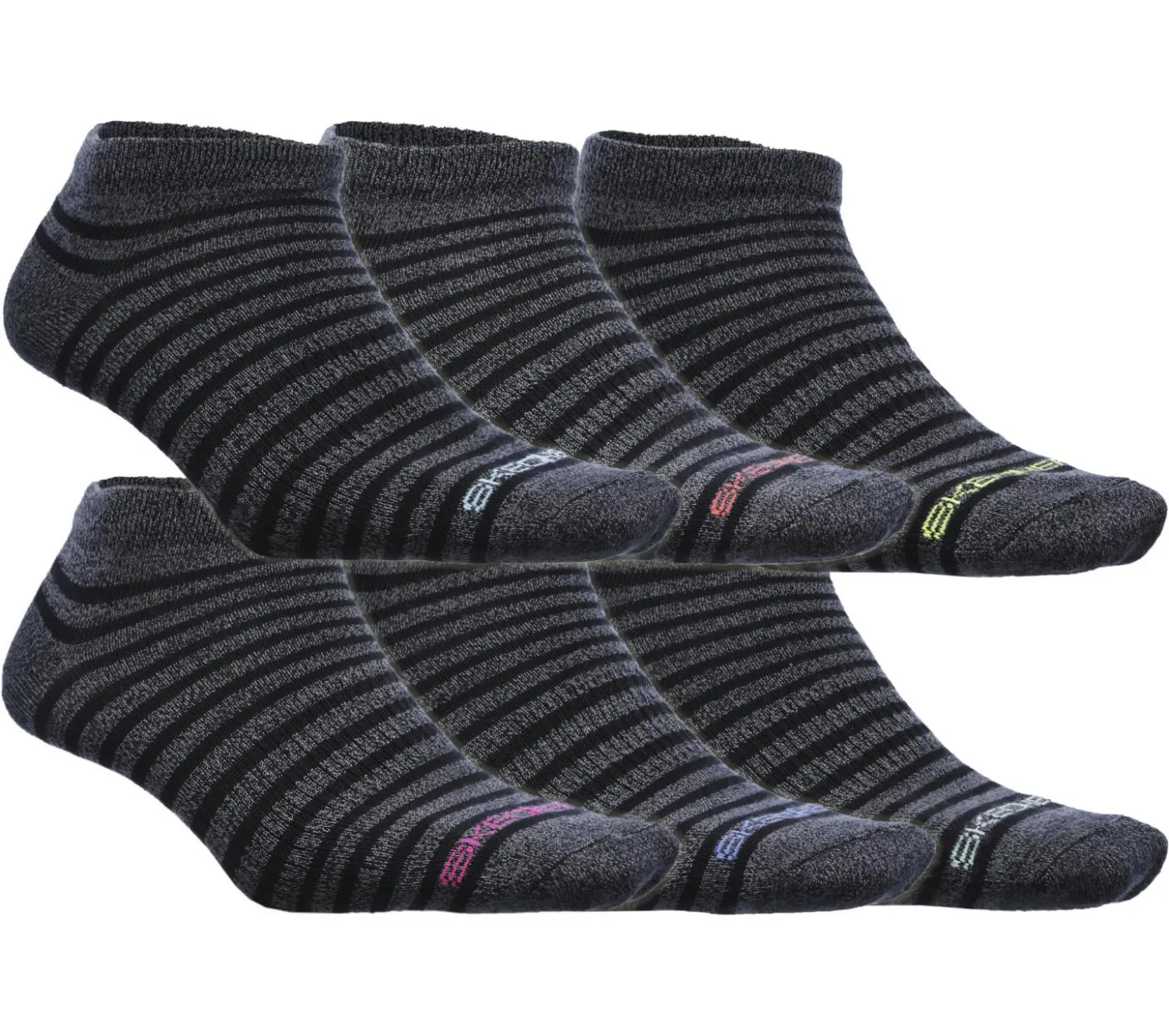 Socks|Accessories<SKECHERS 6 Pack Low Cut Stripe Socks GRAY