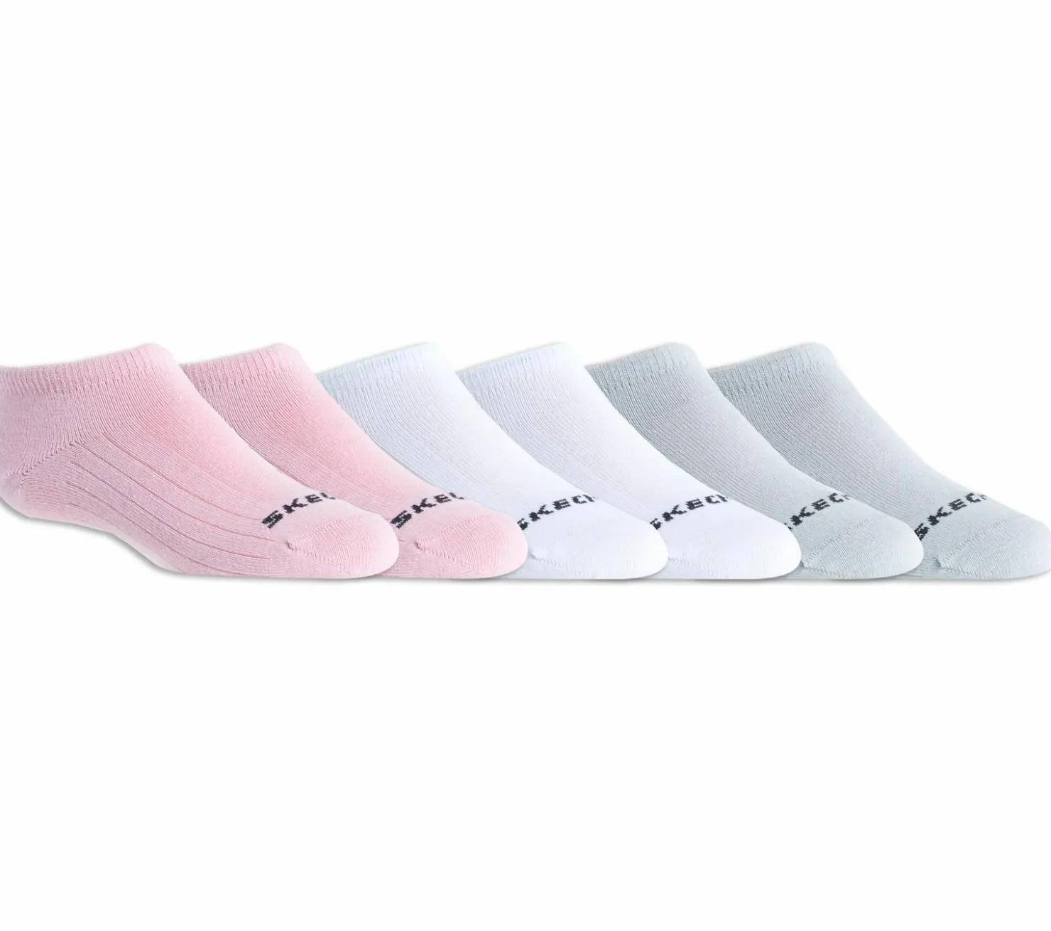 Socks|Socks<SKECHERS 6 Pack Non Terry No Show Socks PINK / GRAY