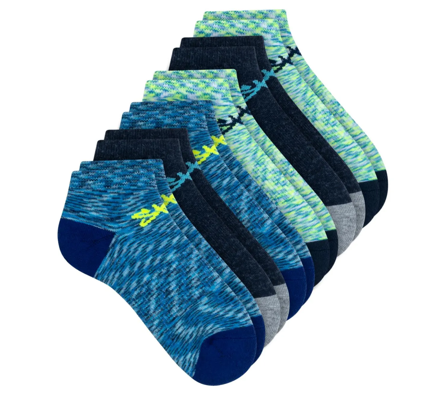 Socks|Socks<SKECHERS 6 Pack Space Dye Low Cut Socks BLUE / GRAY