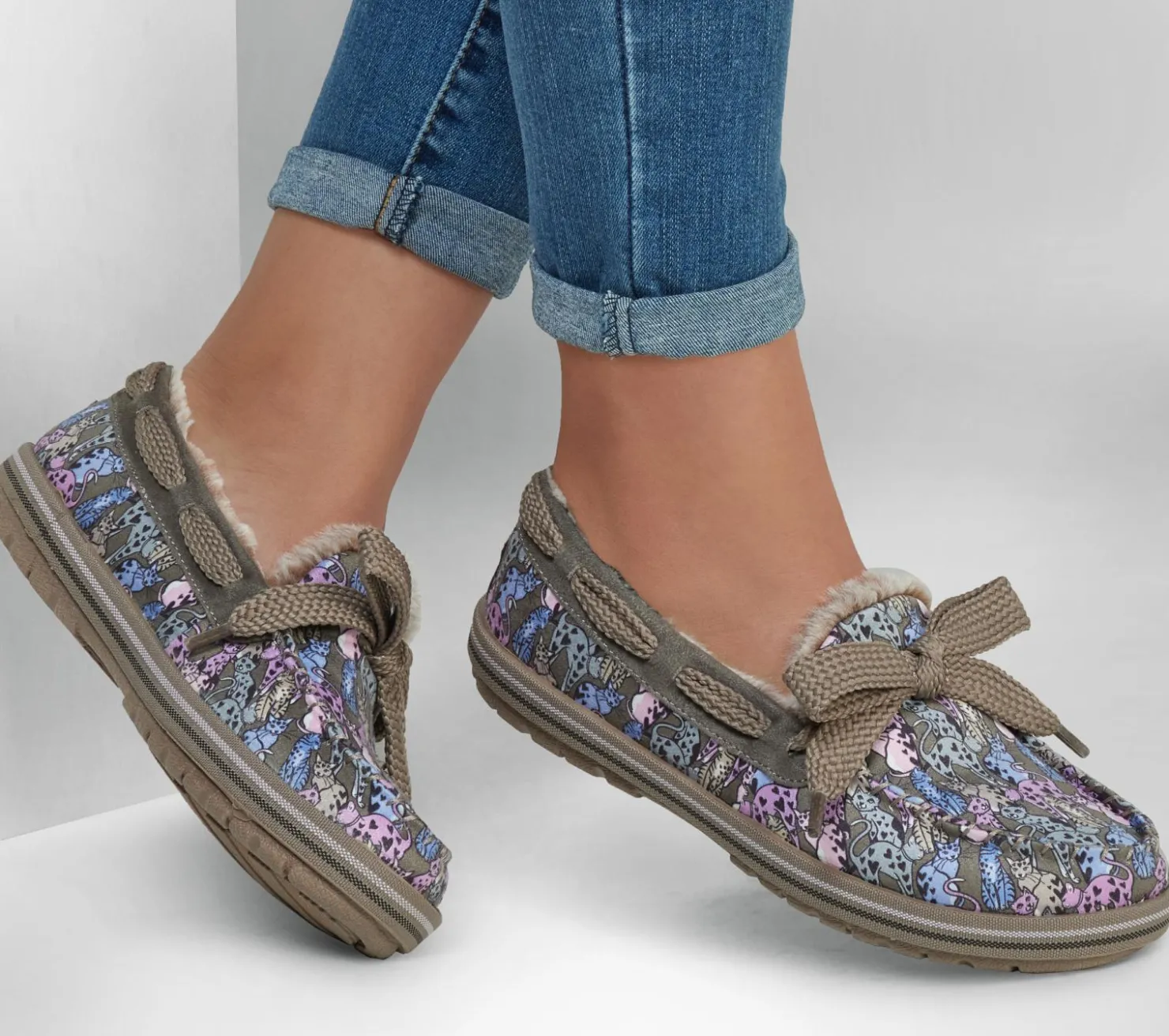 Slippers|Slip-Ons<SKECHERS BOBS Too Cozy - Cats Meow TAUPE / MULTI