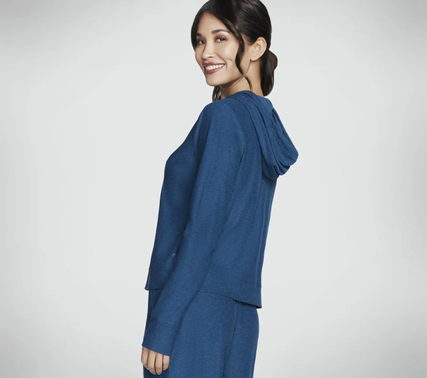 Tops|Tops<SKECHERS Diamond Brushed Hoodie TEAL / NAVY