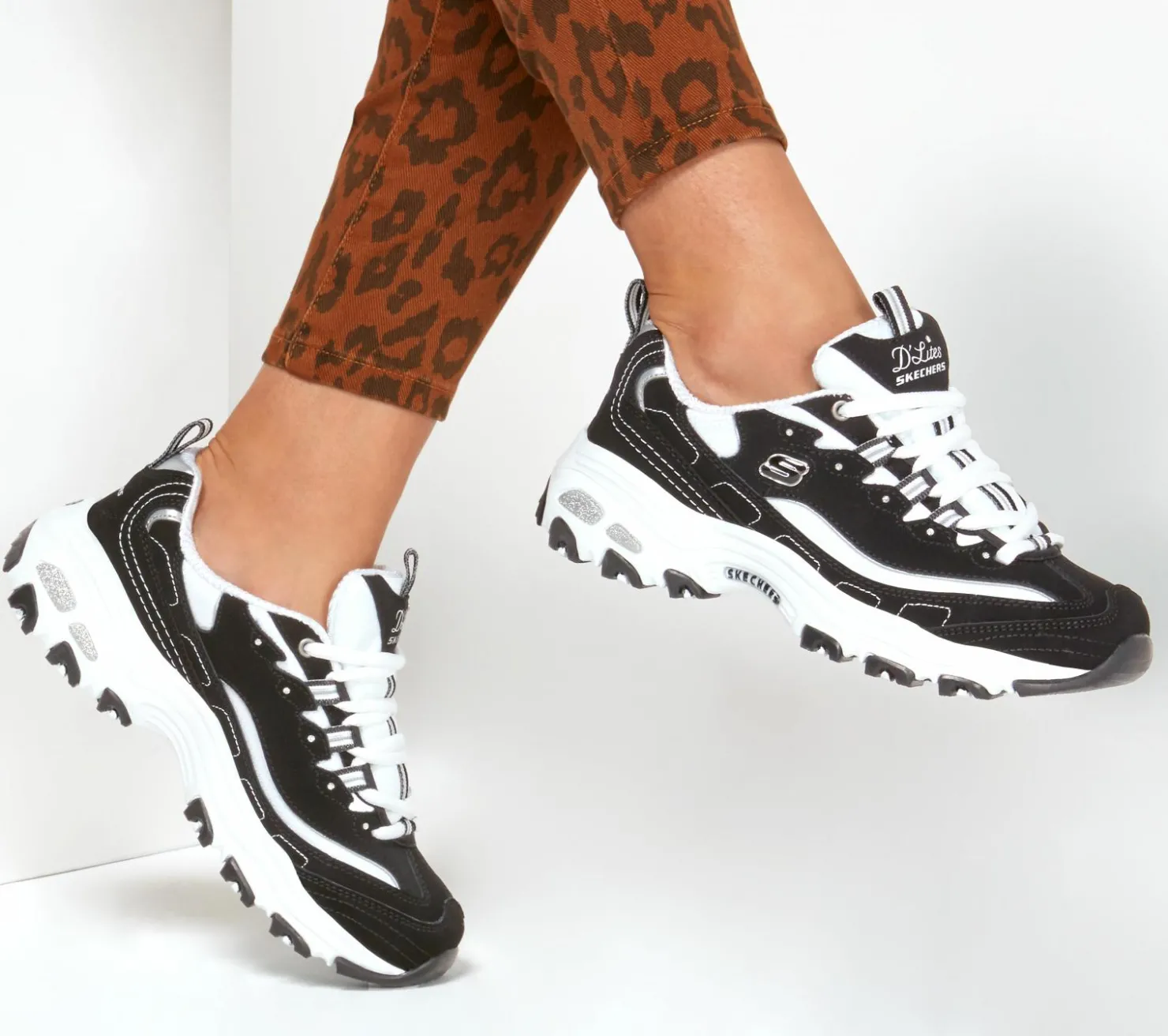Lace Up|Athletic Sneakers<SKECHERS D'Lites - Biggest Fan BLACK / WHITE