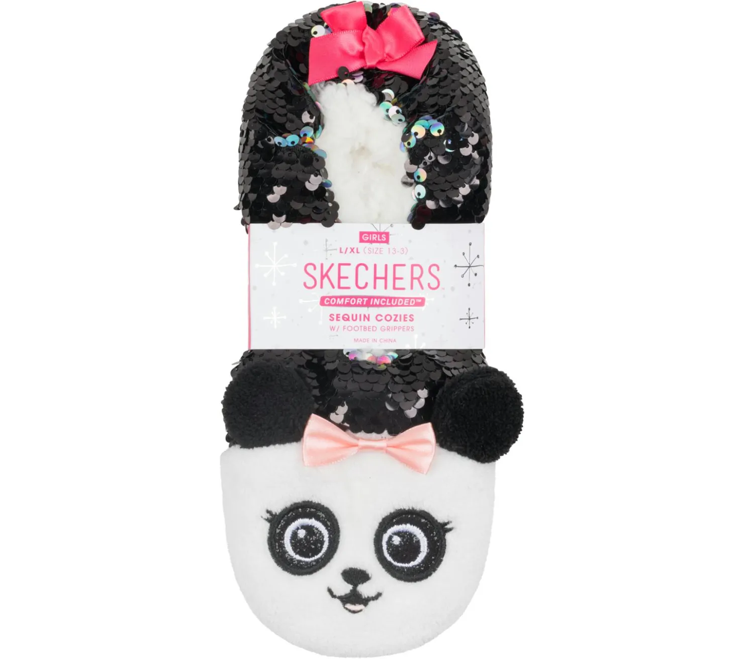 Socks|Socks<SKECHERS Flip Sequin Panda Slipper Socks - 1 Pack MULTI