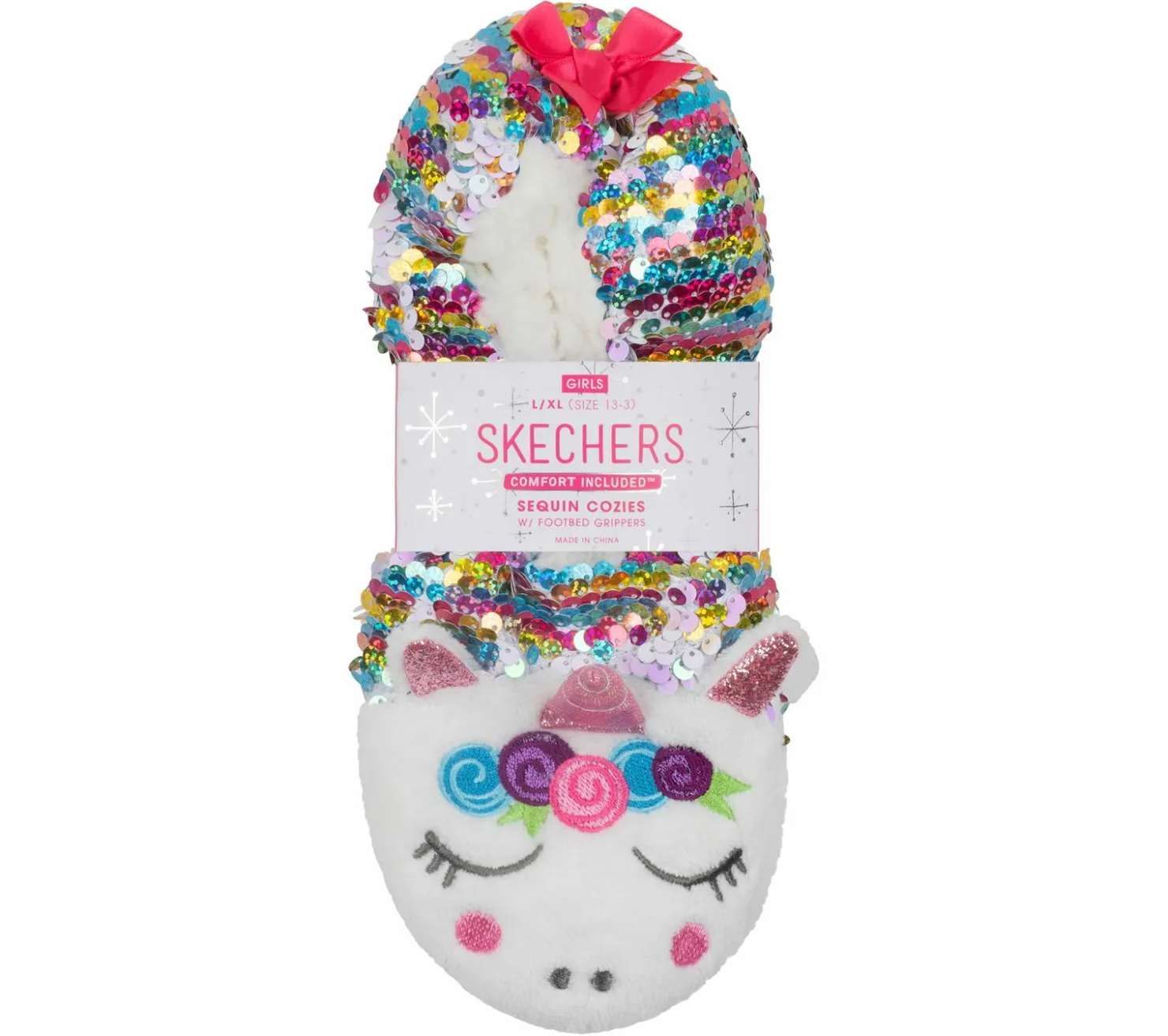 Socks|Socks<SKECHERS Flip Sequin Unicorn Slipper Socks - 1 Pack MULTI