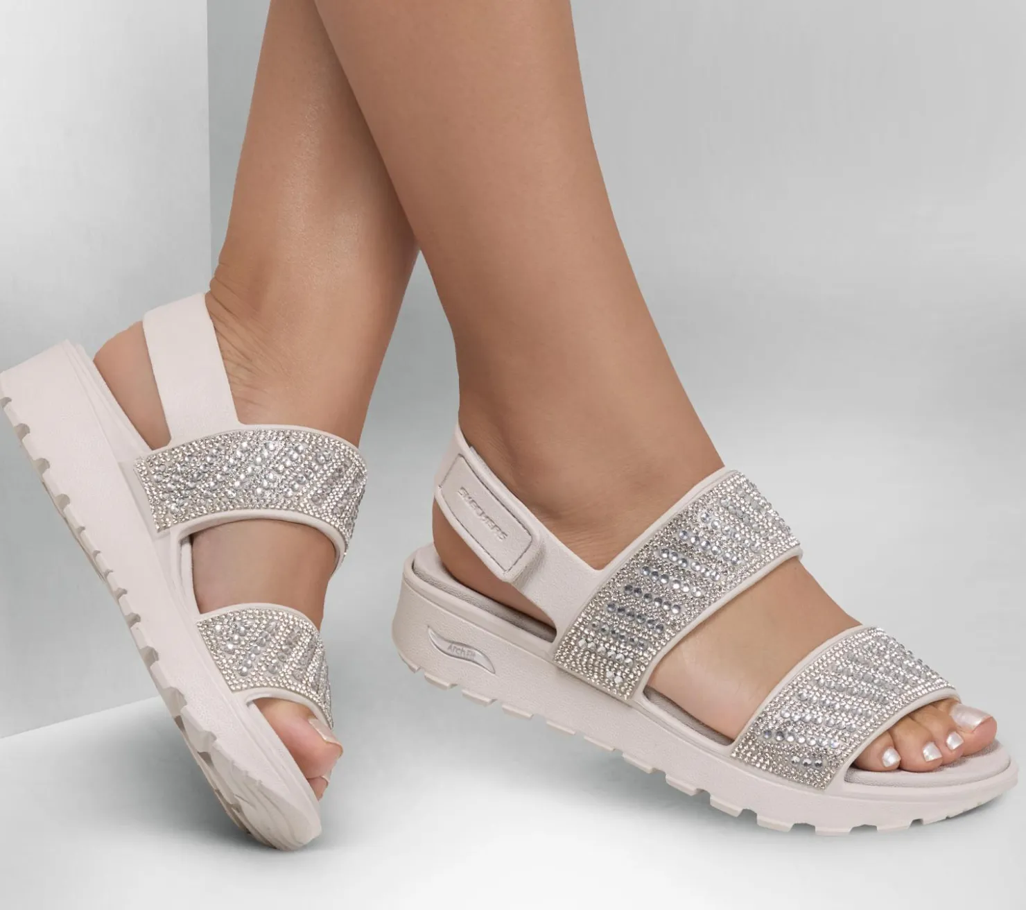 Sandals<SKECHERS Foamies: Arch Fit Footsteps - Enchant NATURAL