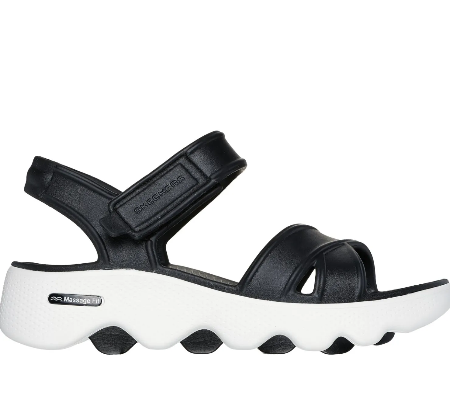 Sandals<SKECHERS Foamies: Massage Fit Sandal - Heartfelt BLACK / WHITE