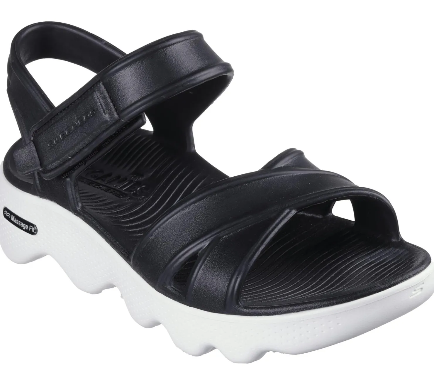 Sandals<SKECHERS Foamies: Massage Fit Sandal - Heartfelt BLACK / WHITE