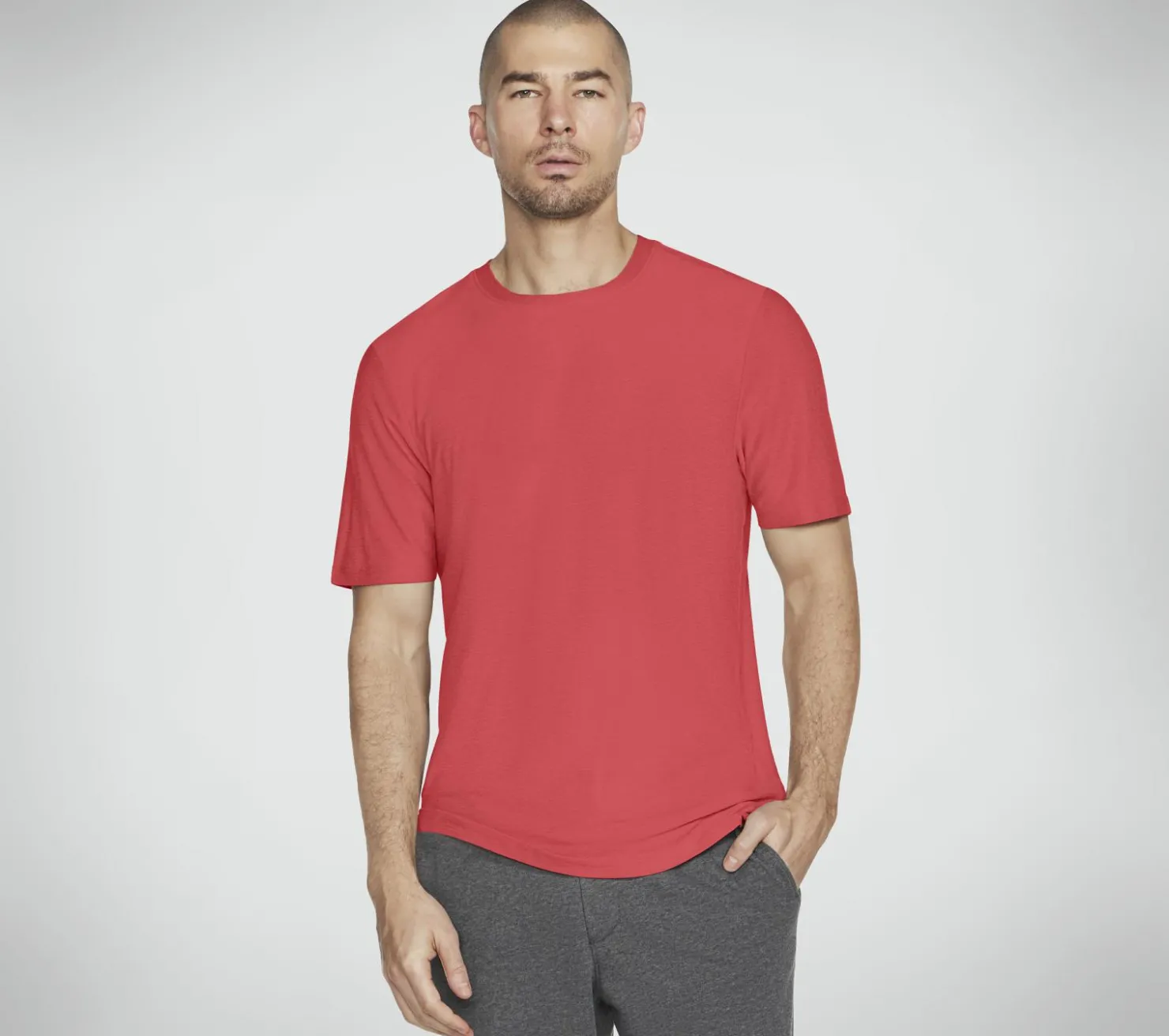 Tops|Tops<SKECHERS GO DRI All Day Tee GUNMETAL / RED