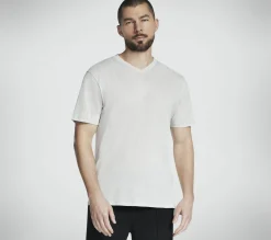 Tops|Tops<SKECHERS GO DRI Pima Signature V-Neck WHITE / TAUPE