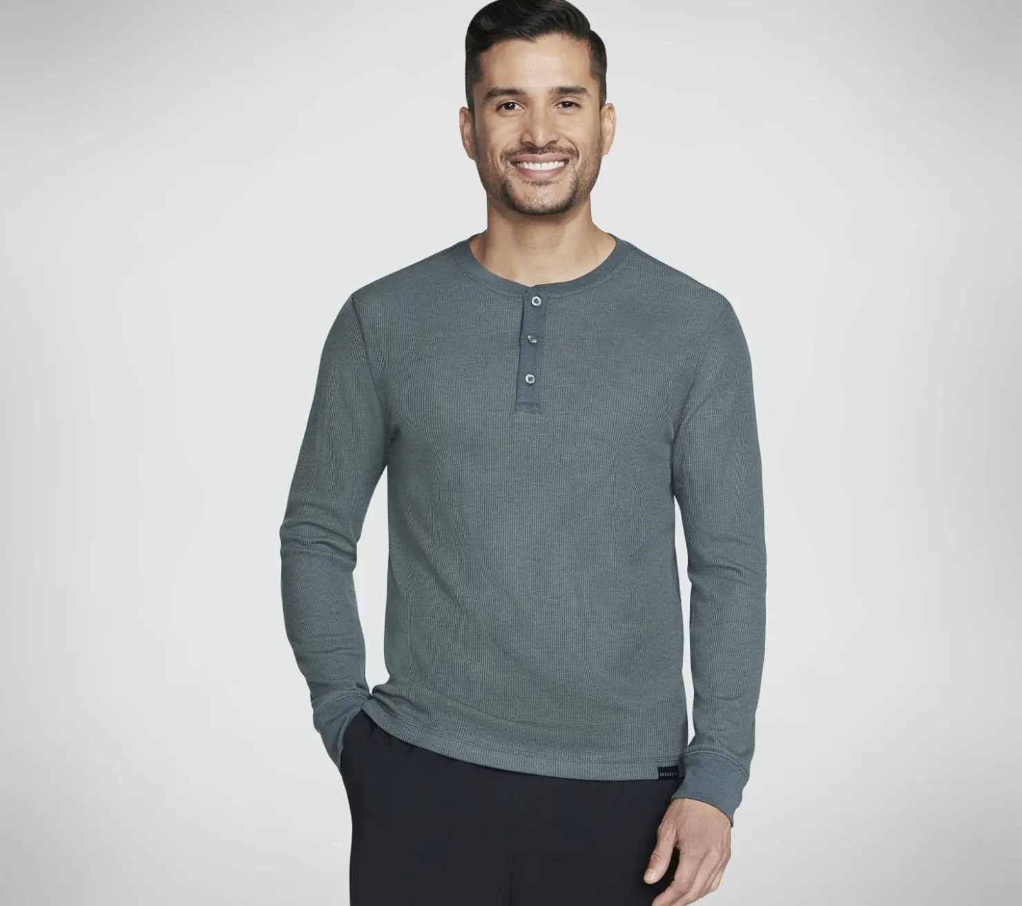 Tops|Tops<SKECHERS GO KNIT Waffle Henley GREEN / BLACK