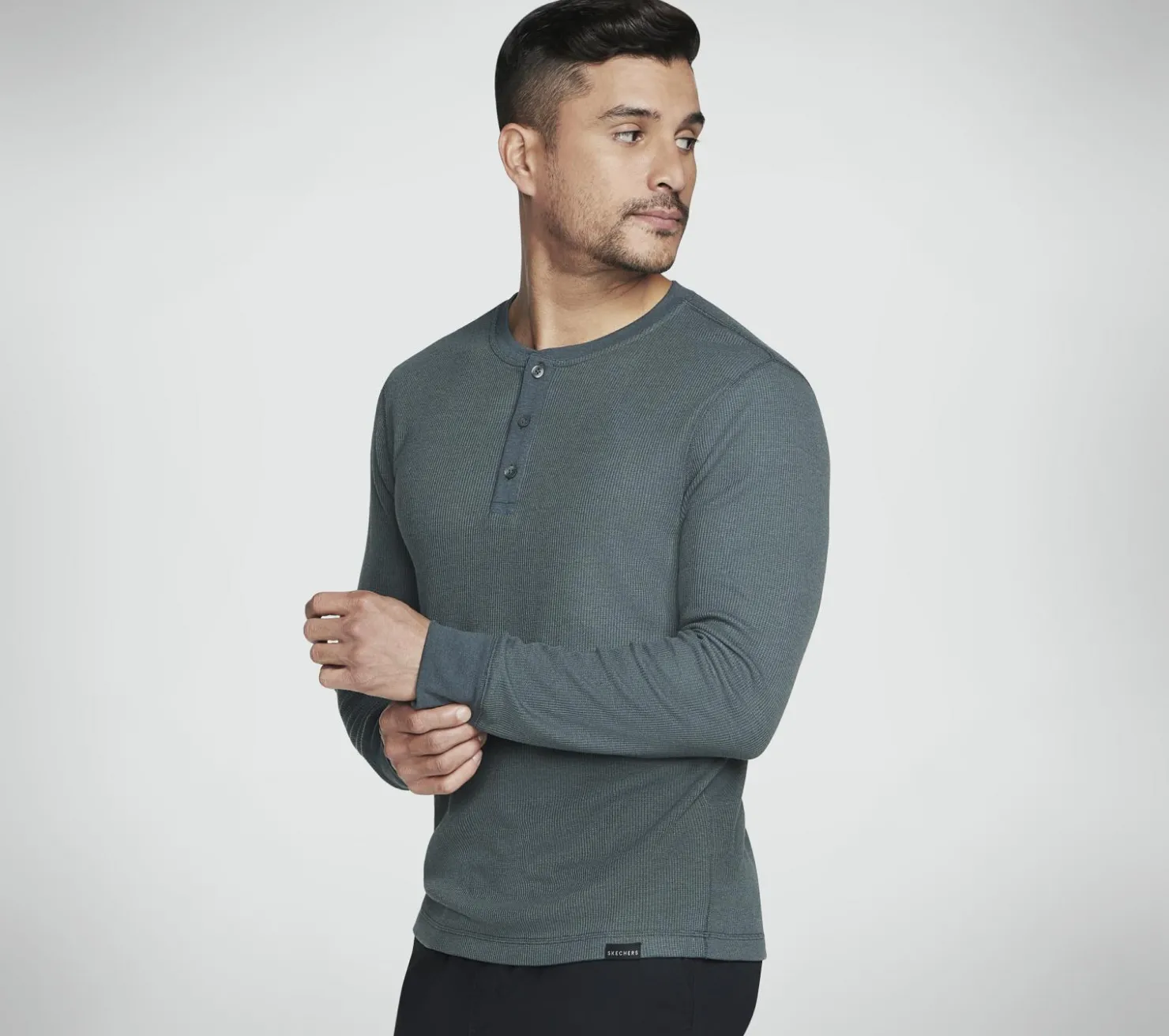Tops|Tops<SKECHERS GO KNIT Waffle Henley GREEN / BLACK