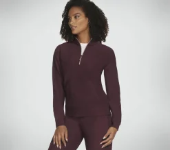 Tops|Tops<SKECHERS GO LUXE Rib 1/4 Zip BURGUNDY / PINK