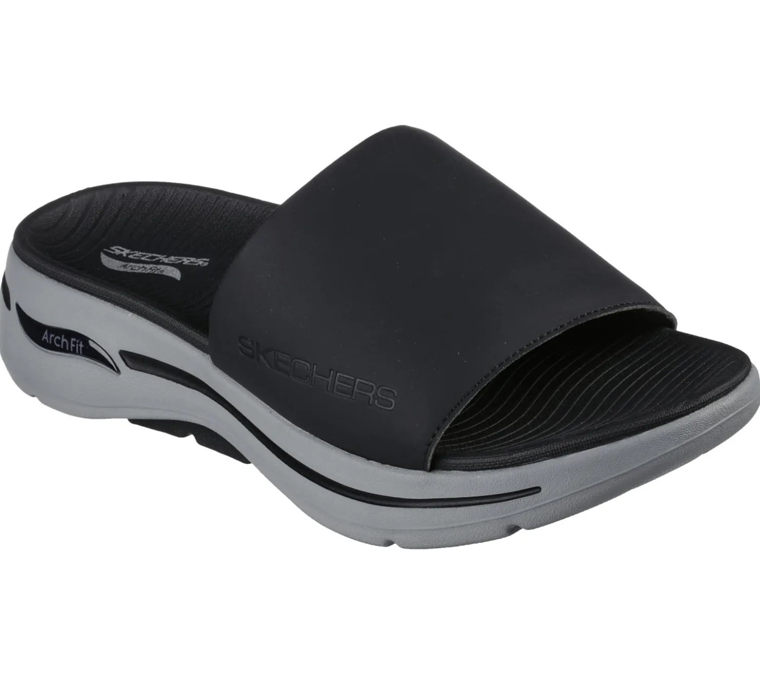 Sandals<SKECHERS GO WALK Arch Fit Sandal - Gradual BLACK / GRAY