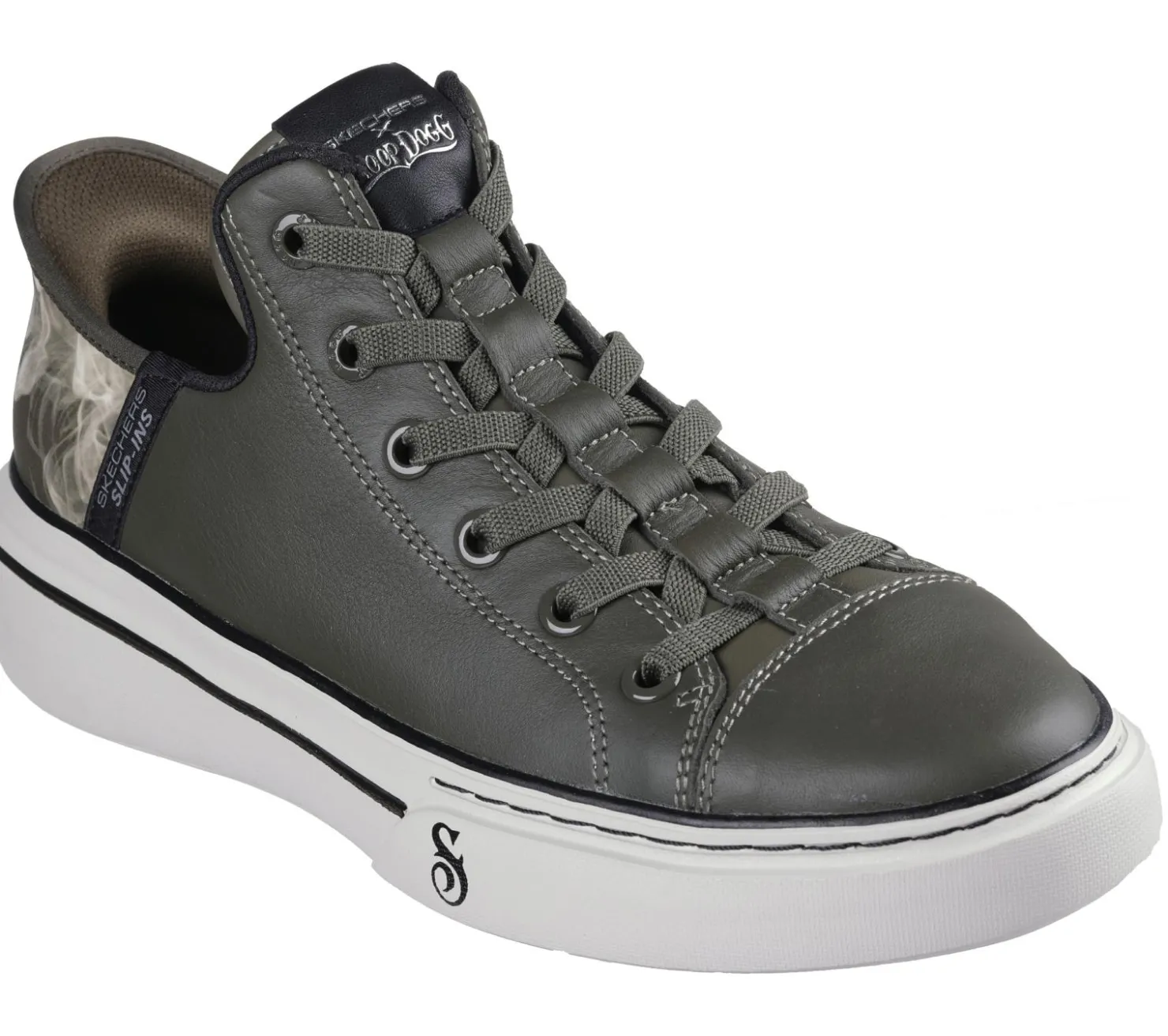 Hands Free Slip-Ins|Casual Sneakers<SKECHERS Premium Leather Slip-ins: Snoop One - OG OLIVE