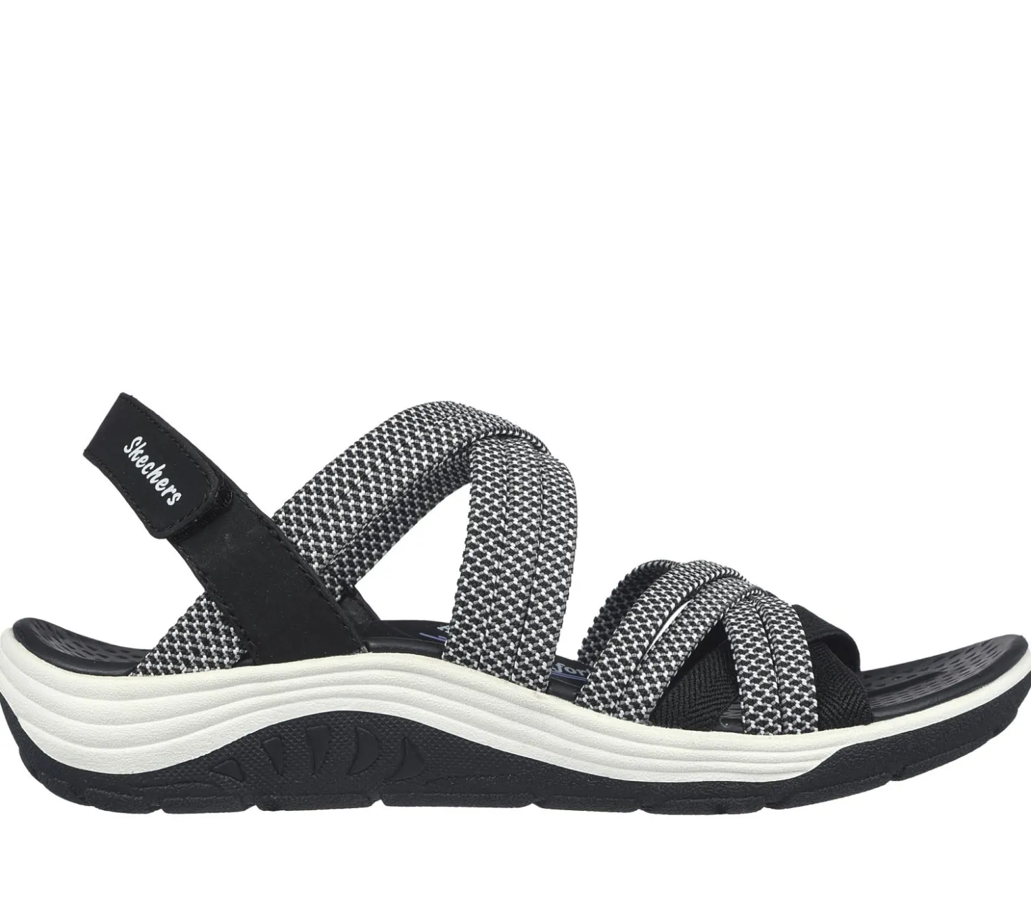 Sandals<SKECHERS Reggae Cup - Smitten By You BLACK / WHITE