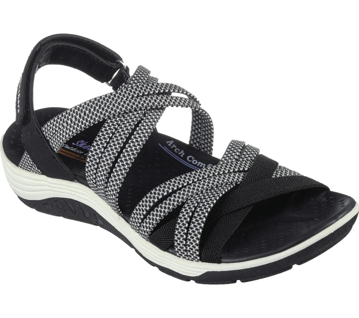 Sandals<SKECHERS Reggae Cup - Smitten By You BLACK / WHITE