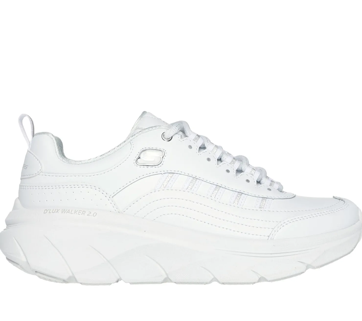 Lace Up|Athletic Sneakers<SKECHERS Relaxed Fit: D'Lux Walker 2.0 - Golden Step WHITE / SILVER