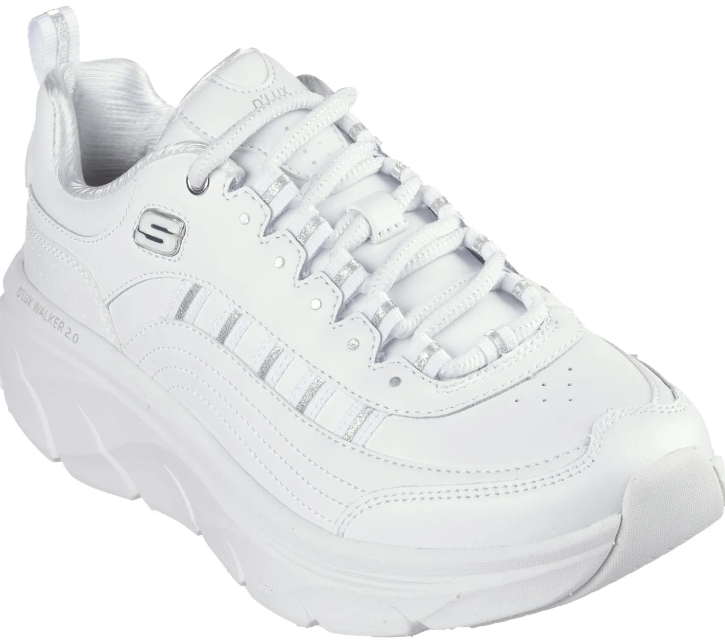 Lace Up|Athletic Sneakers<SKECHERS Relaxed Fit: D'Lux Walker 2.0 - Golden Step WHITE / SILVER