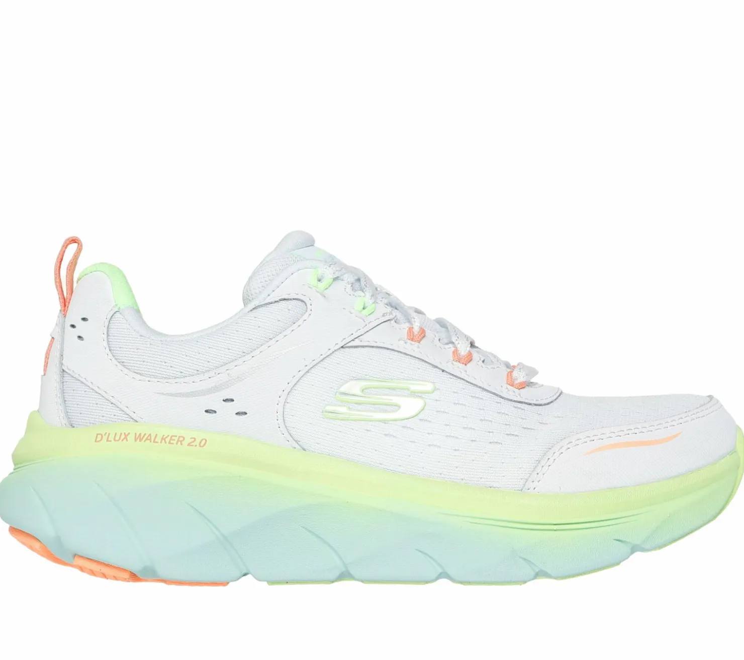Lace Up|Athletic Sneakers<SKECHERS Relaxed Fit: D'Lux Walker 2.0 - Neon Sites WHITE / MULTI