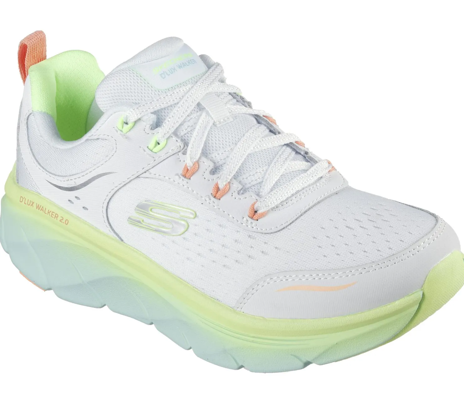 Lace Up|Athletic Sneakers<SKECHERS Relaxed Fit: D'Lux Walker 2.0 - Neon Sites WHITE / MULTI