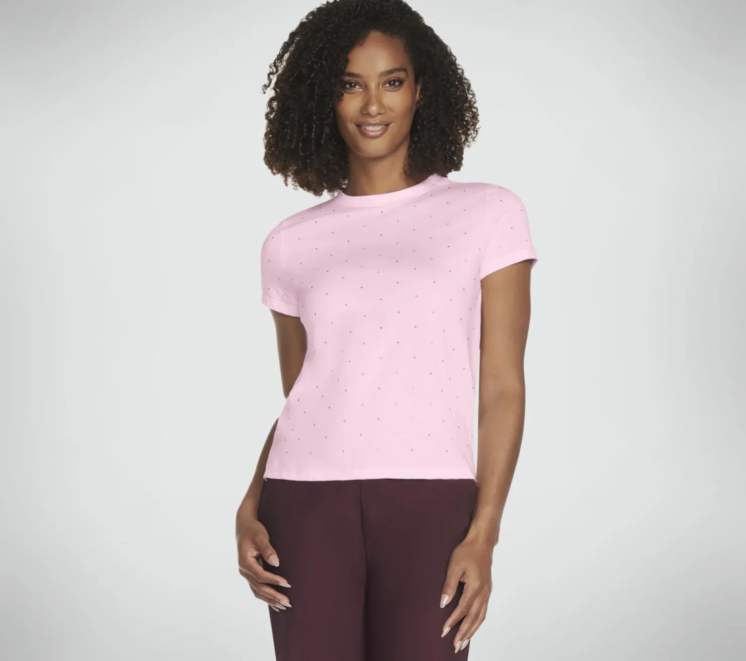 Tops|Tops<SKECHERS Rhinestone Tee WHITE / PINK
