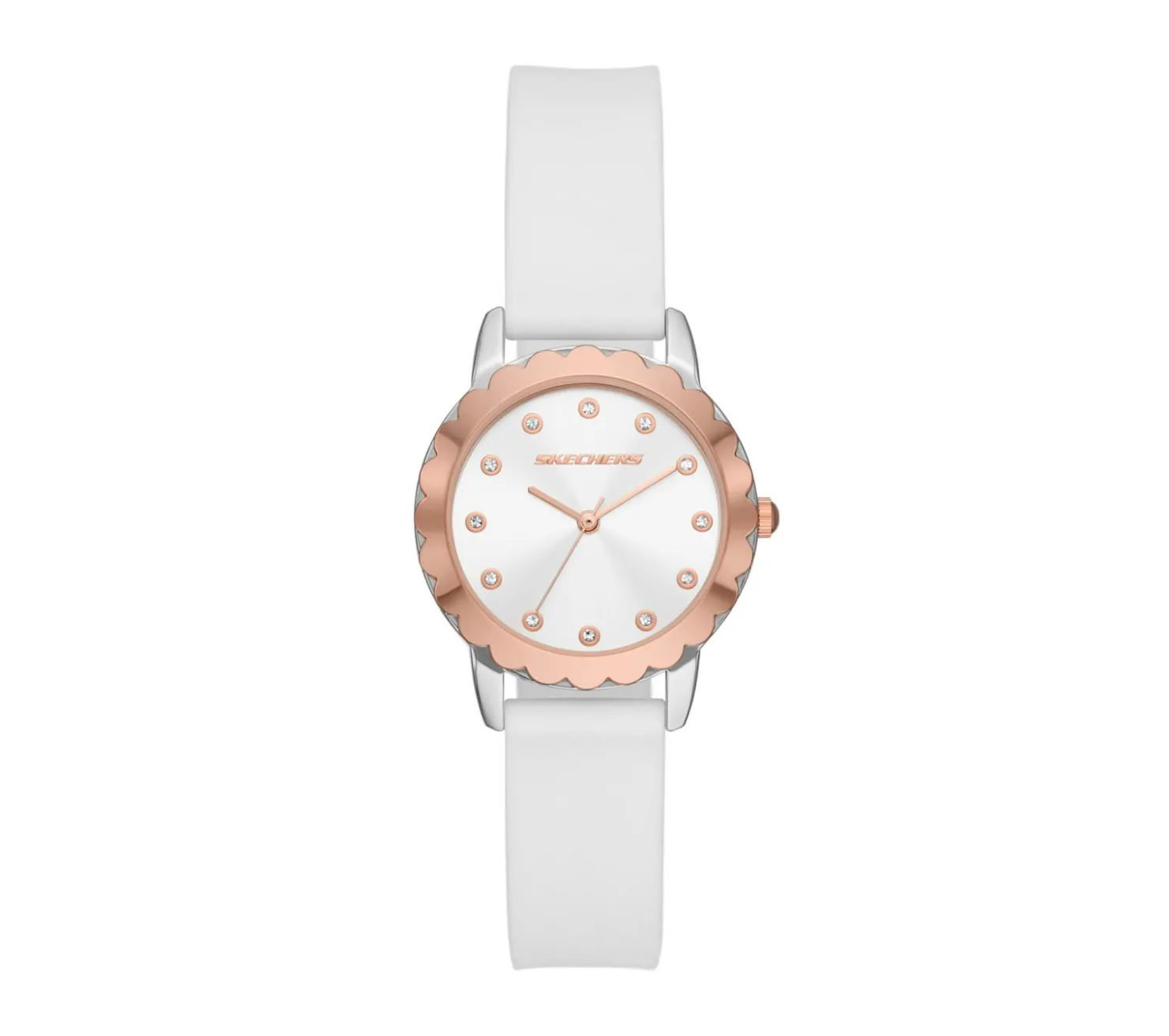 Accessories|Watches<SKECHERS Scalloped Bezel Watch WHITE