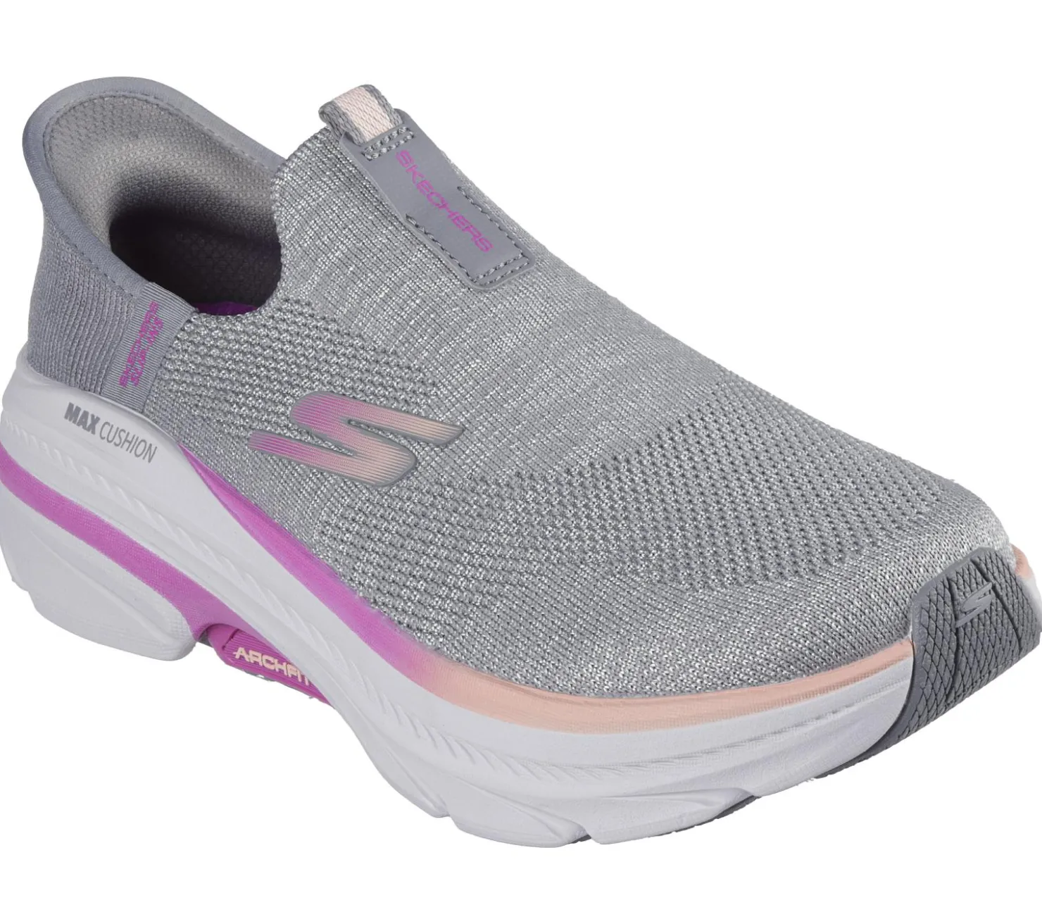 Hands Free Slip-Ins|Athletic Sneakers<SKECHERS Slip-ins: Max Cushioning Arch Fit 2.0 - Cambridge GRAY / PINK