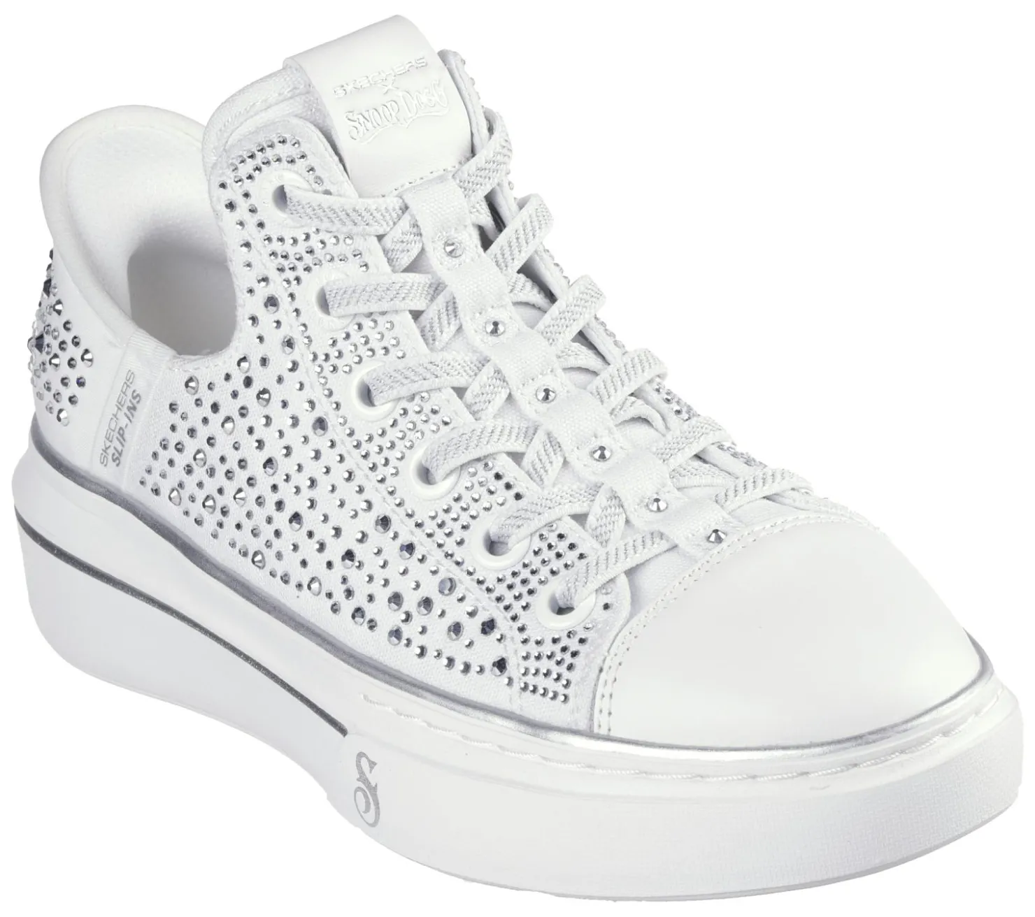 Hands Free Slip-Ins|Casual Sneakers<SKECHERS Slip-ins: Snoop One - Rhine-Stoned WHITE