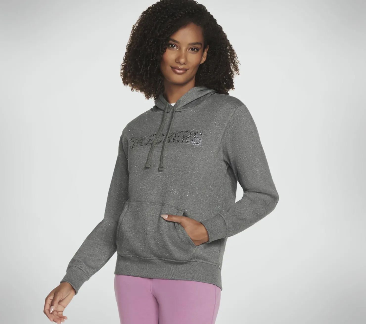 Tops|Tops<SKECHERS Skech-Sweats Shine Hoodie CHARCOAL / SILVER