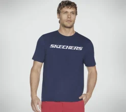 Tops|Tops<SKECHERS Strikethrough Tee NAVY