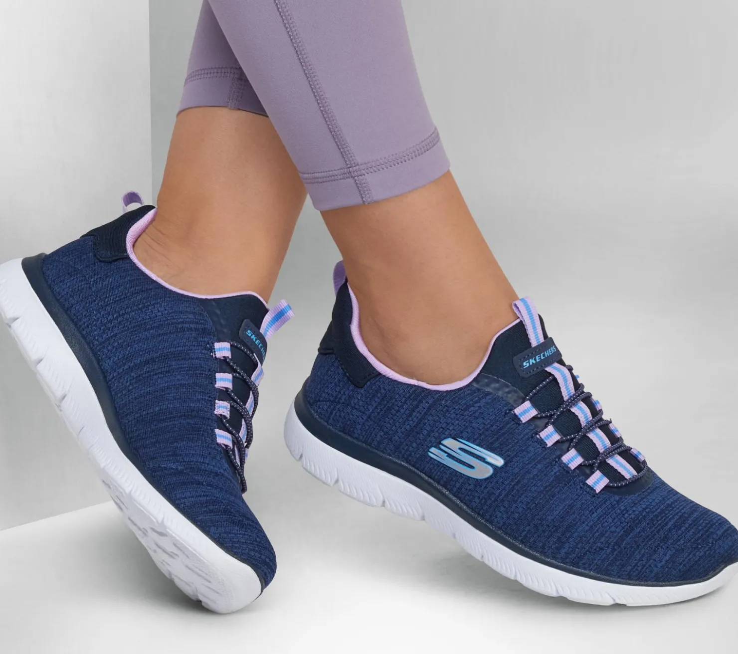 Athletic Sneakers|Slip-Ons<SKECHERS Summits - Fresh Impression NAVY / LAVENDER