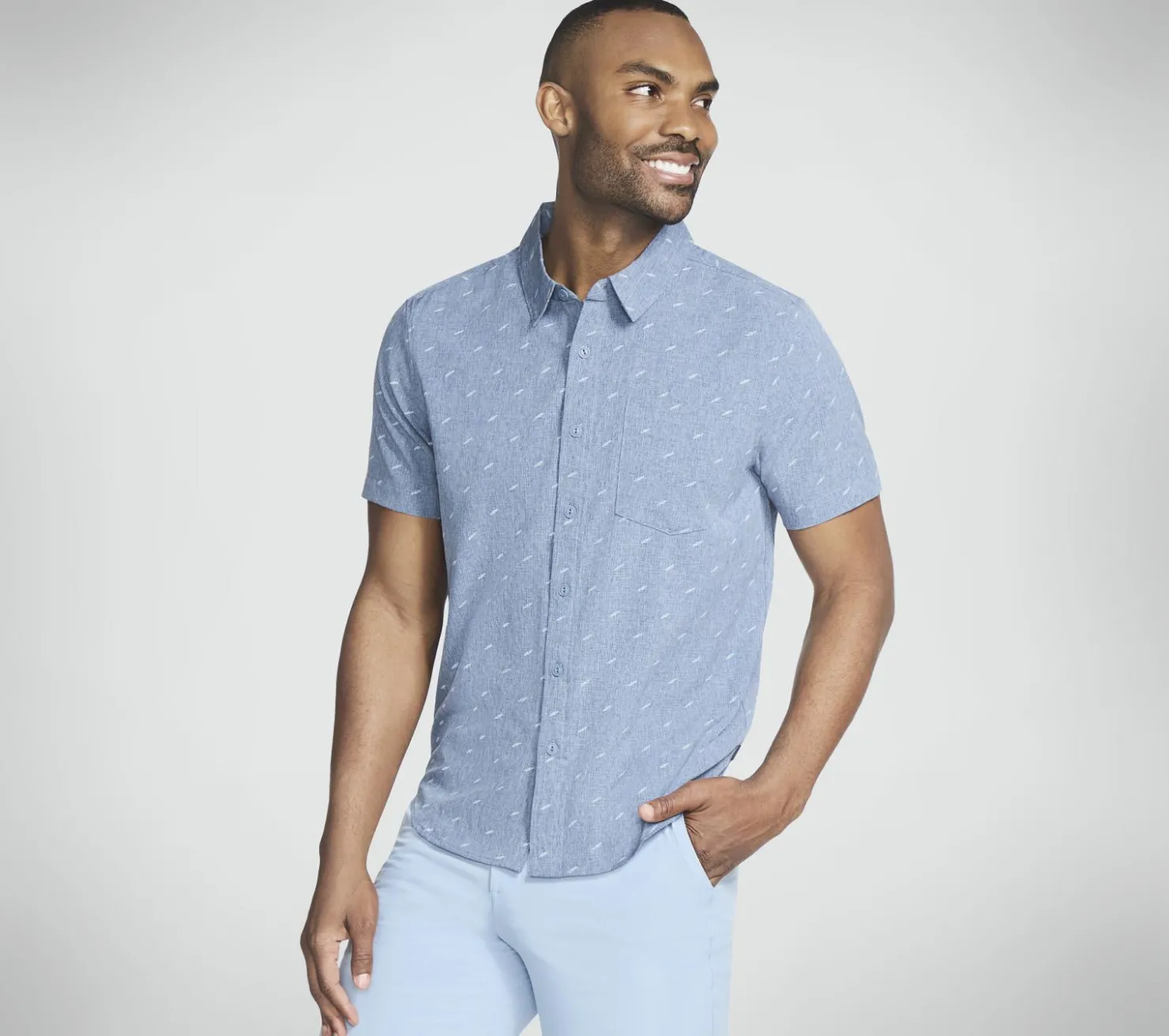 Tops|Tops<SKECHERS The GO WALK Air Printed Short Sleeve Shirt DENIM