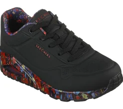 Lace Up<SKECHERS Uno - Majestic Garden BLACK / MULTI