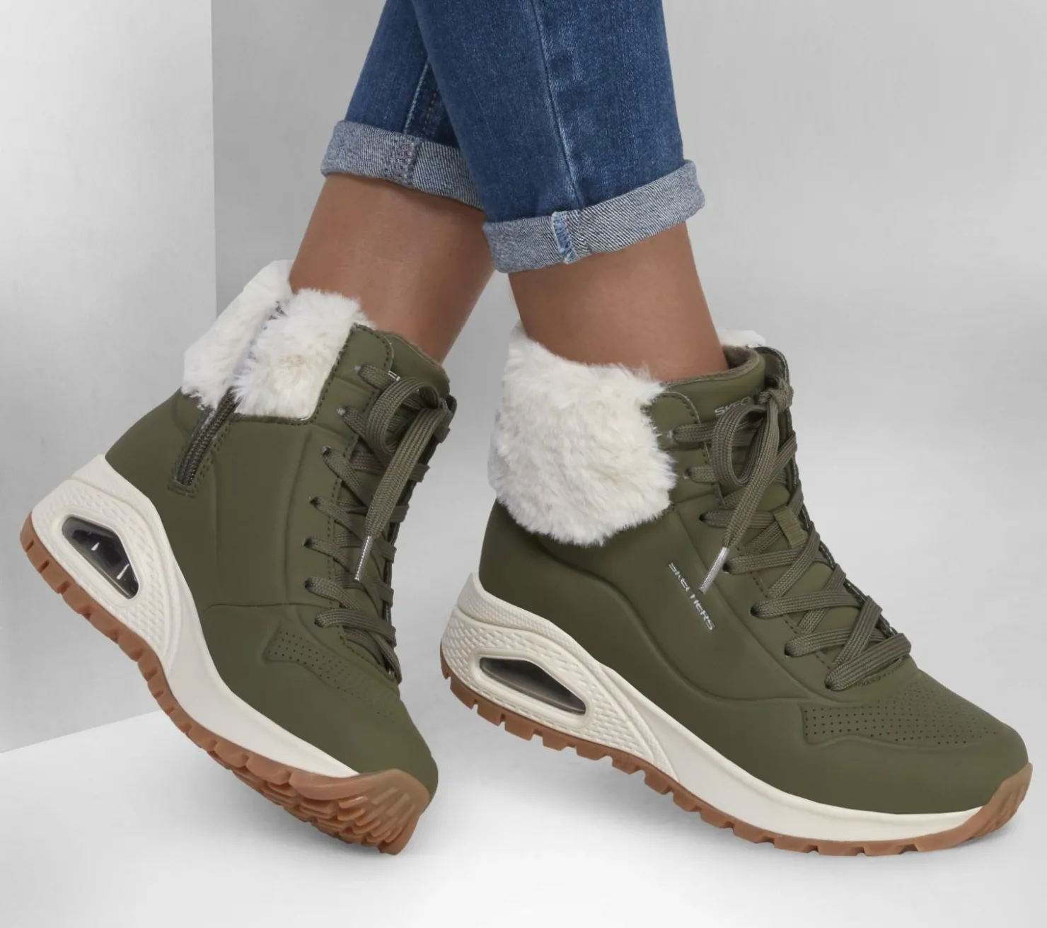 Wedges|Lace Up<SKECHERS Uno Rugged - Fall Air OLIVE