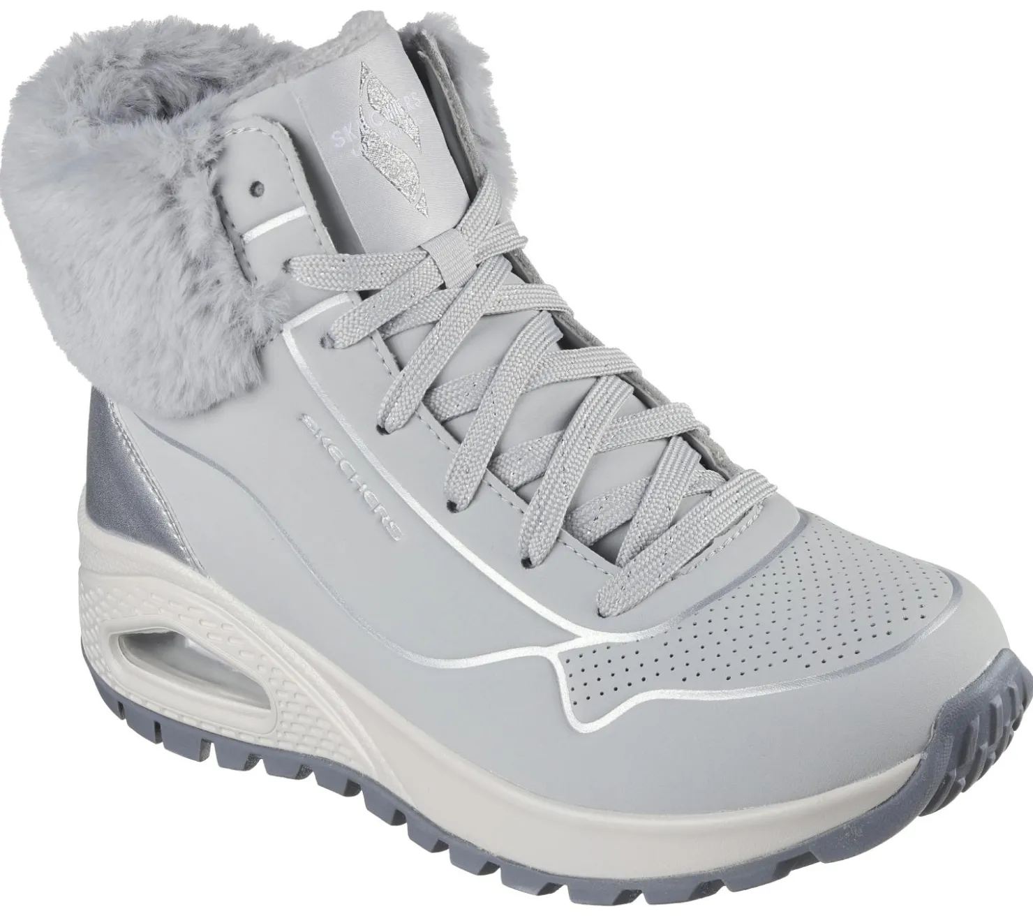 Lace Up|Boots<SKECHERS Uno Rugged - Fall Shimmer GRAY / SILVER
