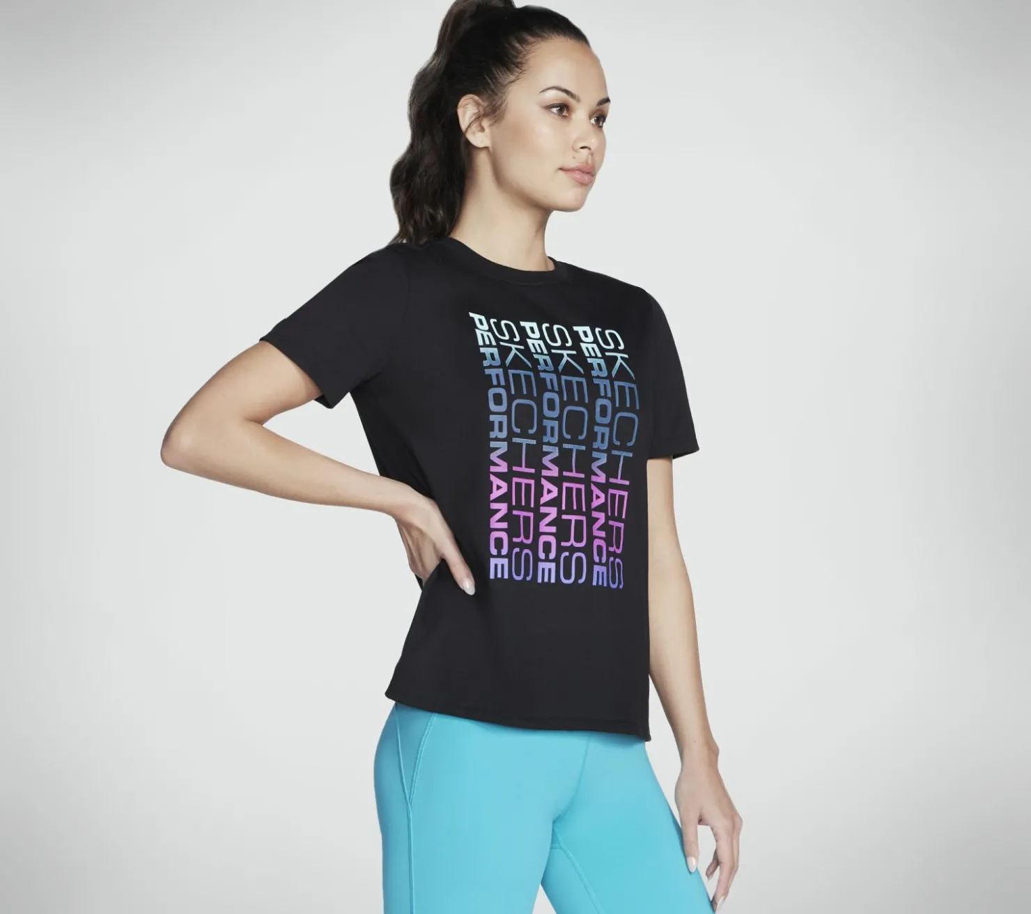 Tops|Tops<SKECHERS Vibrant Glow Short Sleeve Tee BLACK